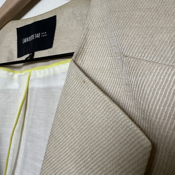 Lafayette 148 New York Women Linen Blazer Jacket 10 Tan Luxury Old Money Office - Picture 4 of 12